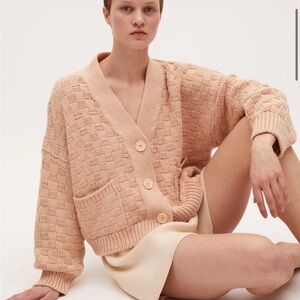 Babaa Textured Knit Cardigan in Soft Peach